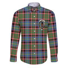 Clan Stirling Of Cadder Present Chief Tartan Long Sleeve Button Shirt Crest And Plaid Basic Style