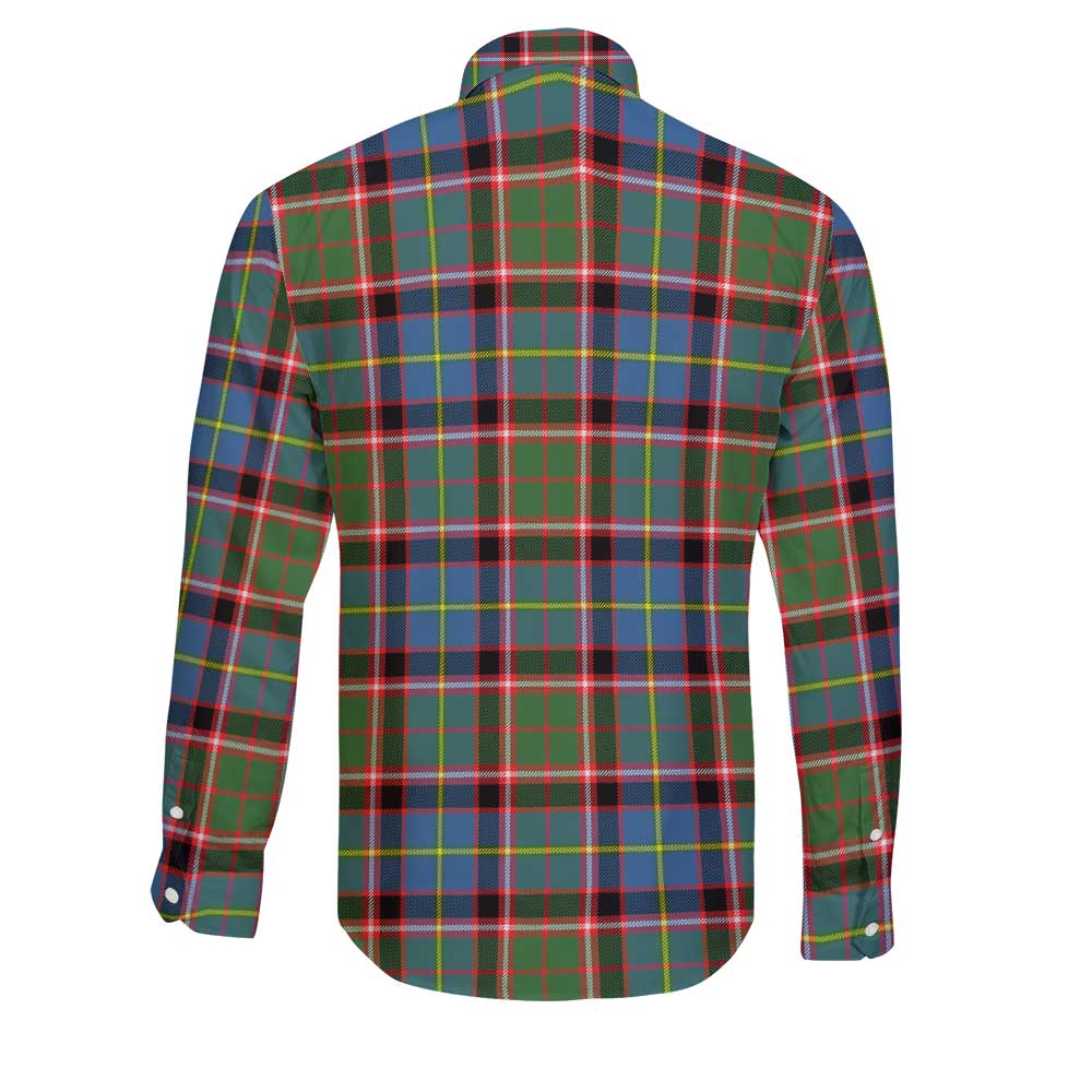Clan Stirling Of Cadder Present Chief Tartan Long Sleeve Button Shirt Crest And Plaid Basic Style