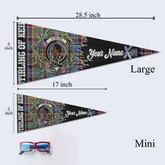 Clan Stirling Of Keir Tartan Felt Pennant Crest And Plaid Basic Style