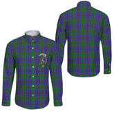 Clan Strachan Tartan Long Sleeve Button Shirt Crest And Plaid Basic Style