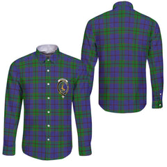 Clan Strachan Tartan Long Sleeve Button Shirt Crest And Plaid Basic Style