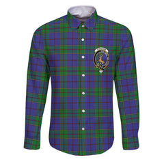 Clan Strachan Tartan Long Sleeve Button Shirt Crest And Plaid Basic Style