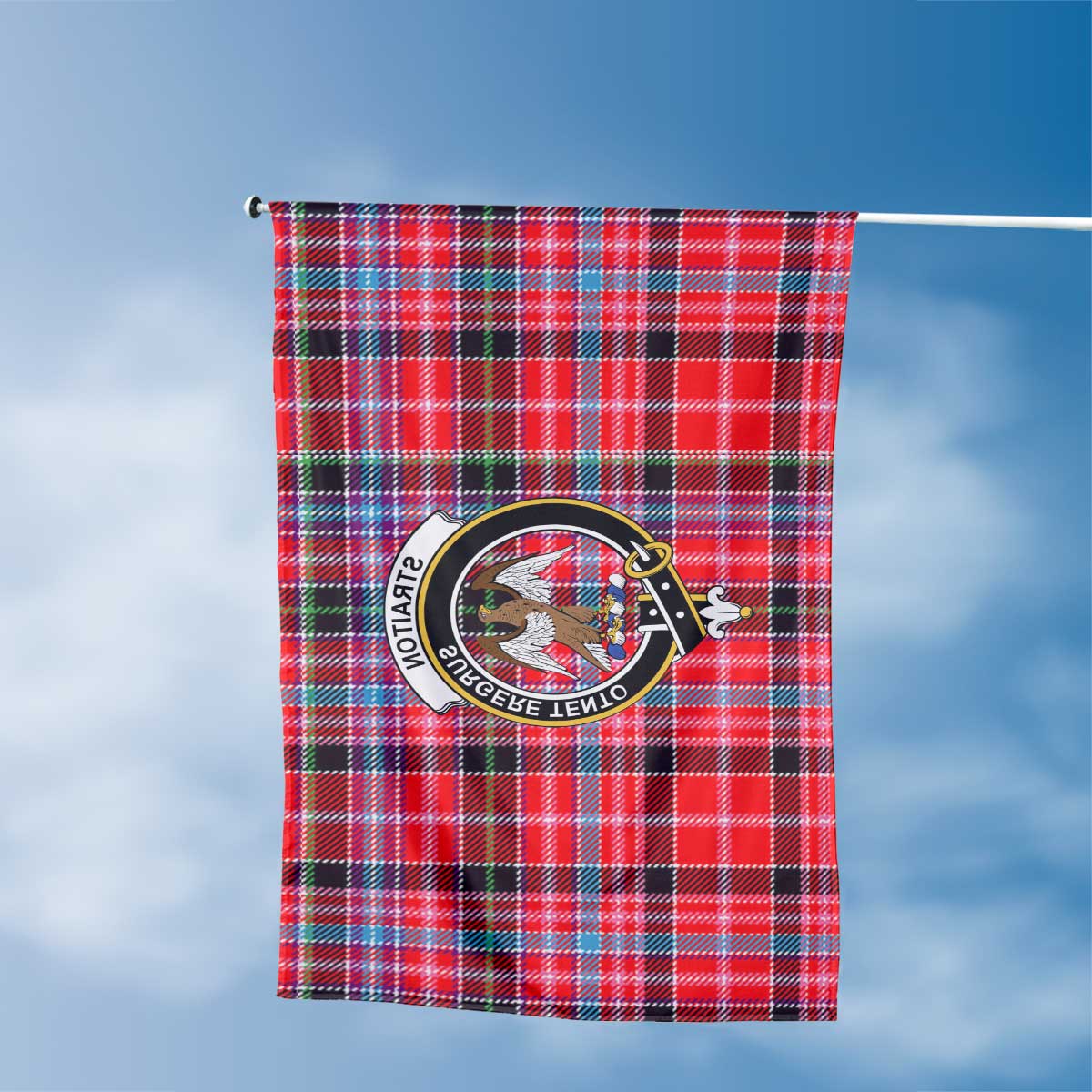 Clan Straiton Tartan Flag Crest And Plaid Basic Style