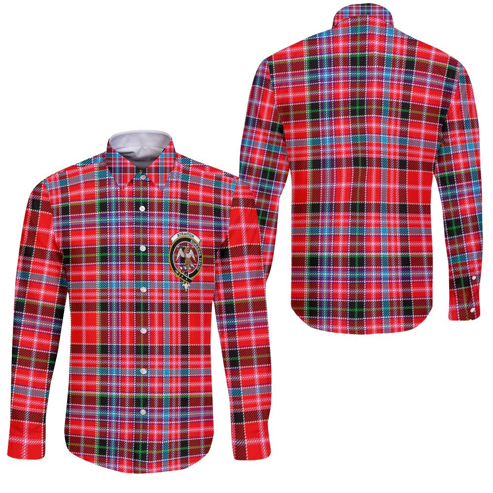 Clan Straiton Tartan Long Sleeve Button Shirt Crest And Plaid Basic Style