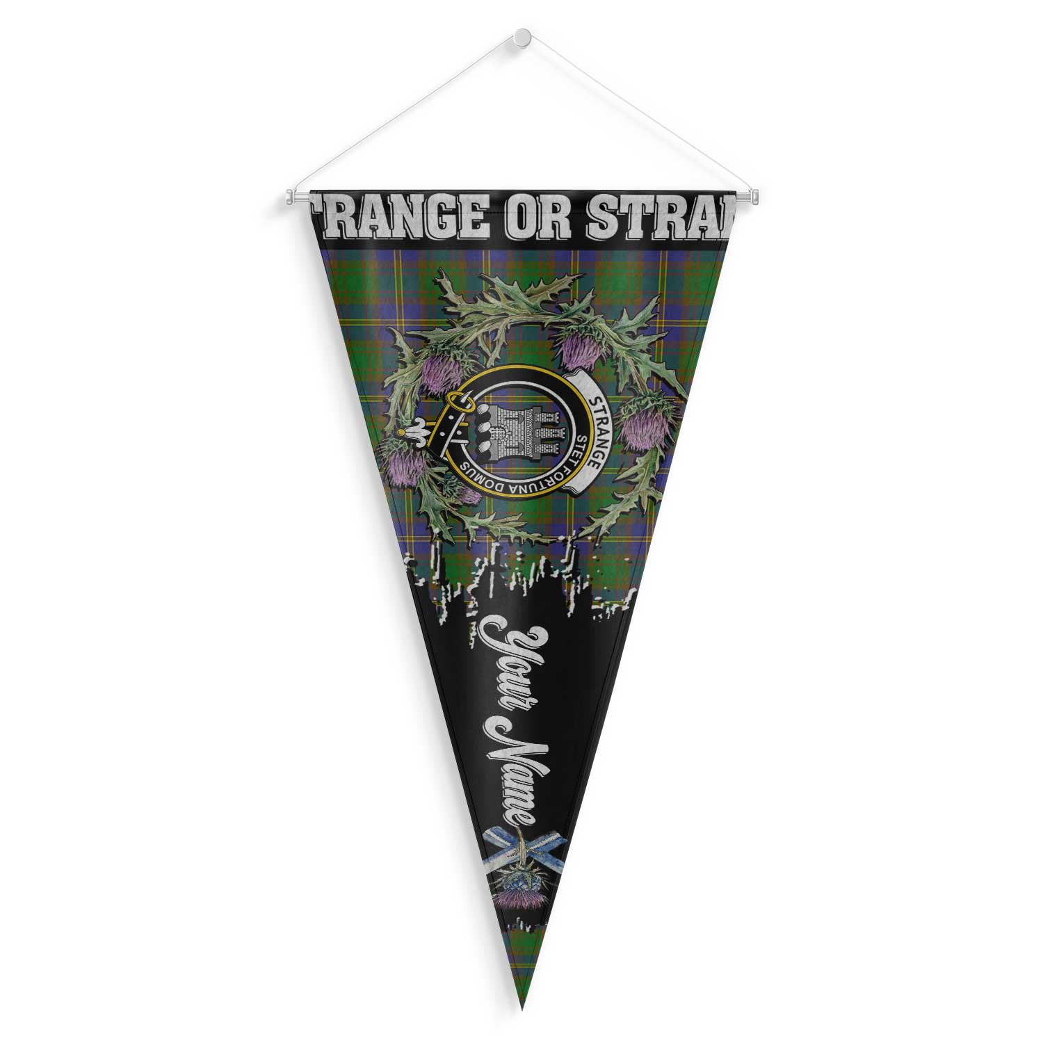 Clan Strange Or Strang Tartan Felt Pennant Crest And Plaid Basic Style