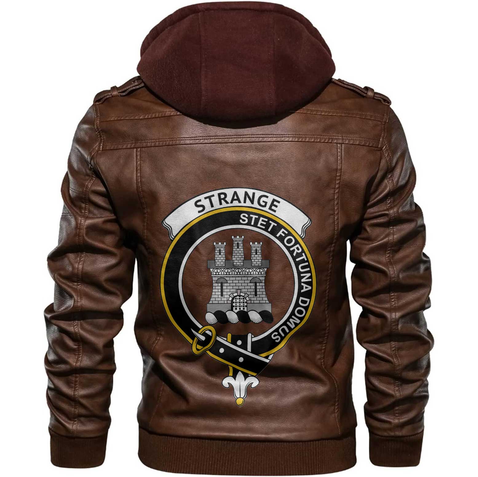 Clan Strange Or Strang Tartan Zip Leather Jacket Crest And Plaid Basic Style