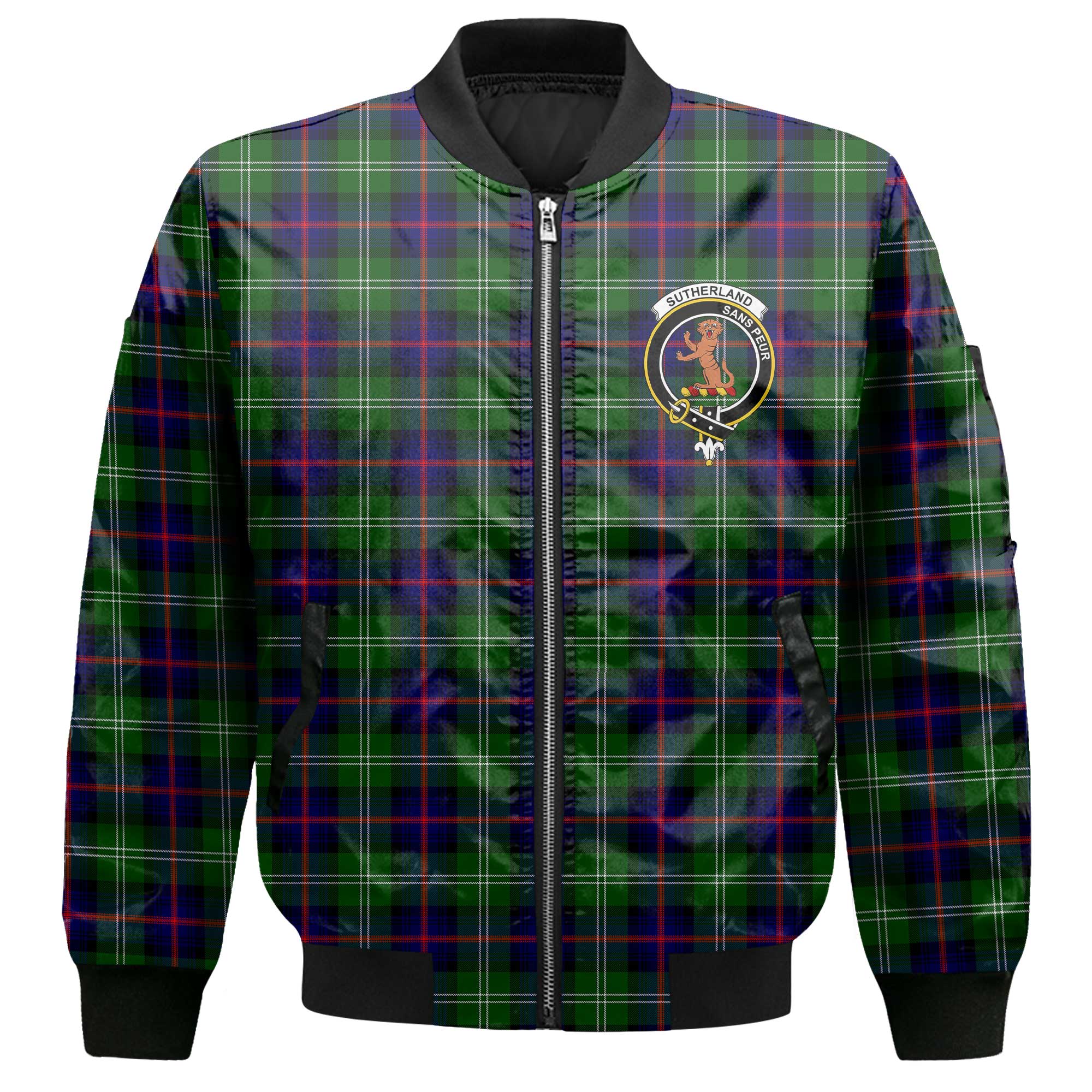 Clan Sutherland I Tartan Men Bomber Jacket Crest And Plaid Basic Style