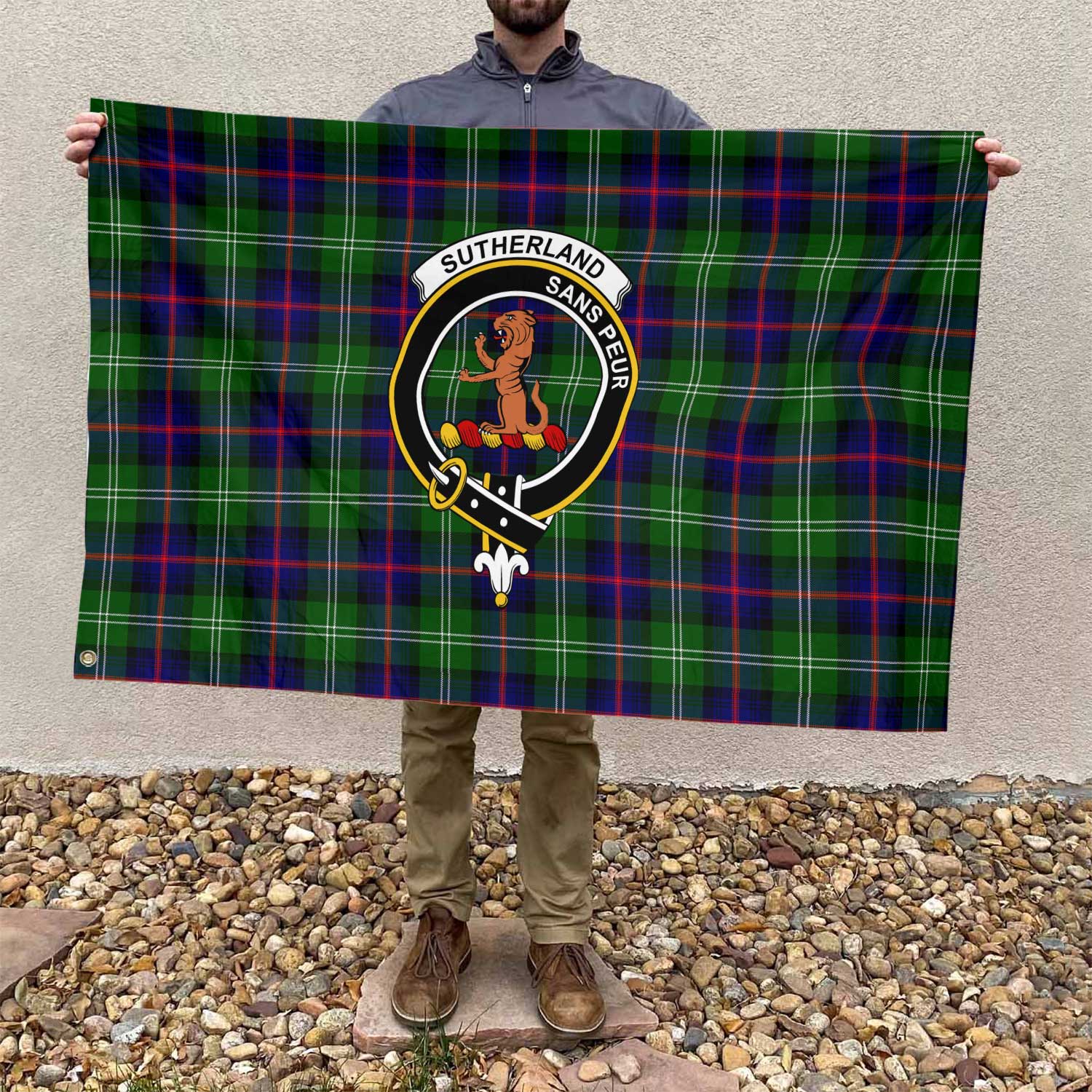 Clan Sutherland Ii Tartan Flag Crest And Plaid Basic Style