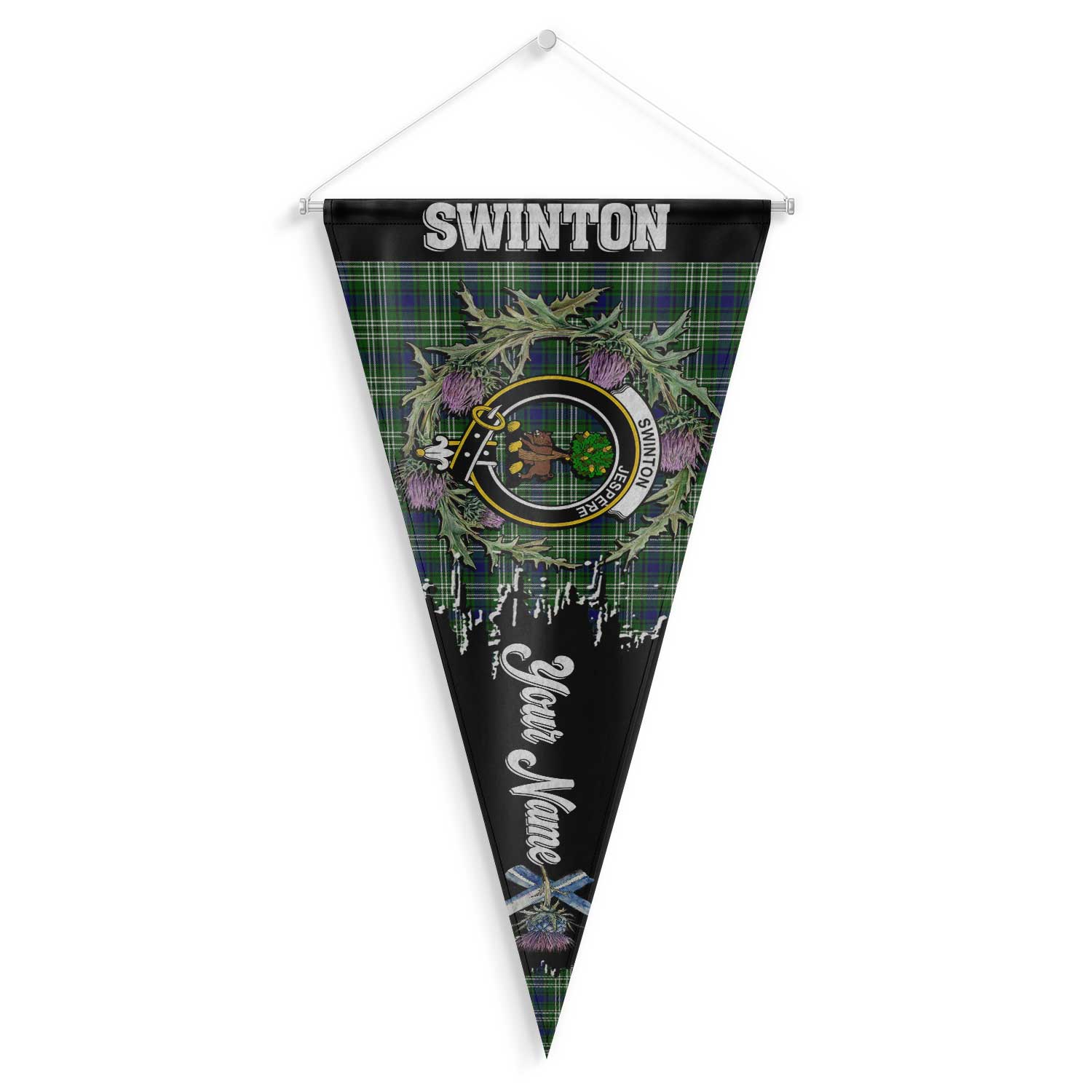 Clan Swinton Tartan Felt Pennant Crest And Plaid Basic Style