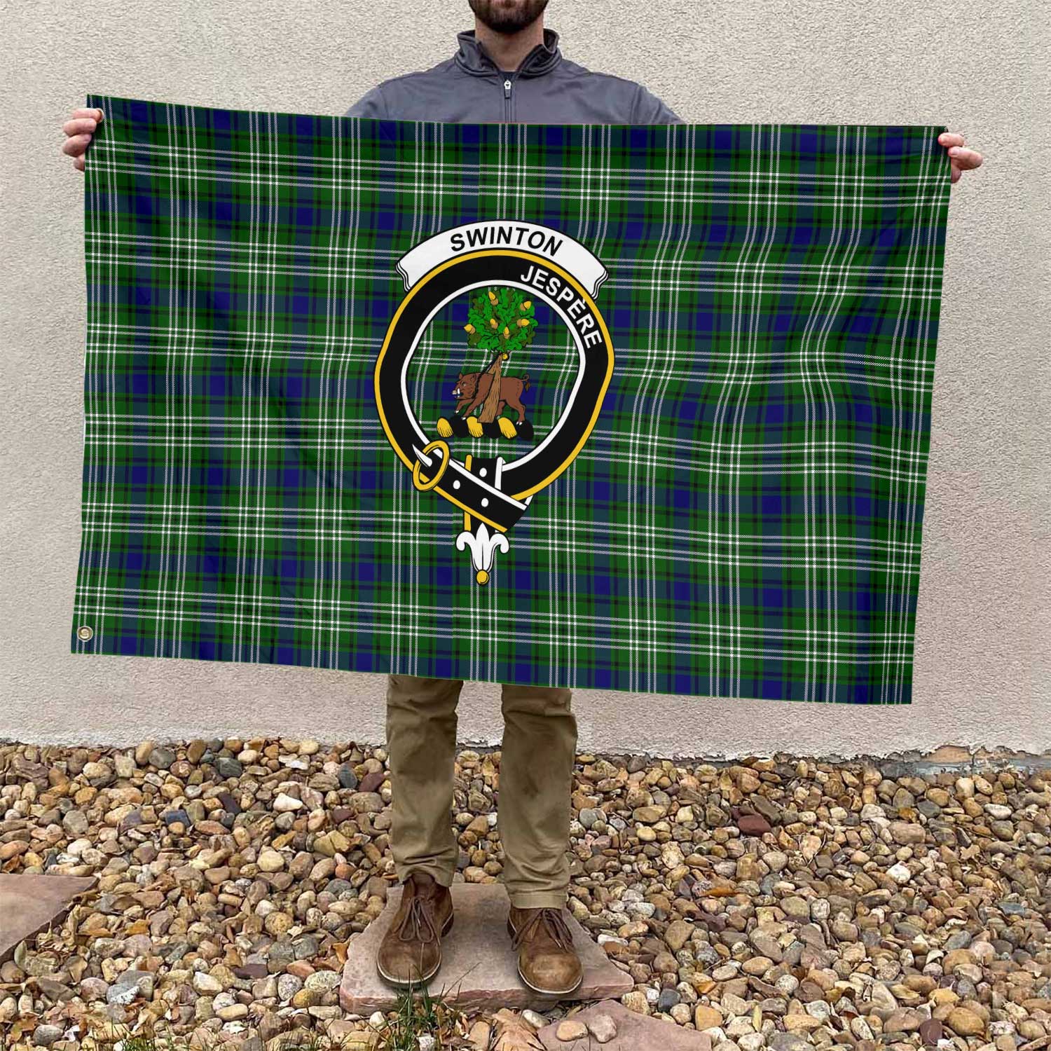 Clan Swinton Tartan Flag Crest And Plaid Basic Style