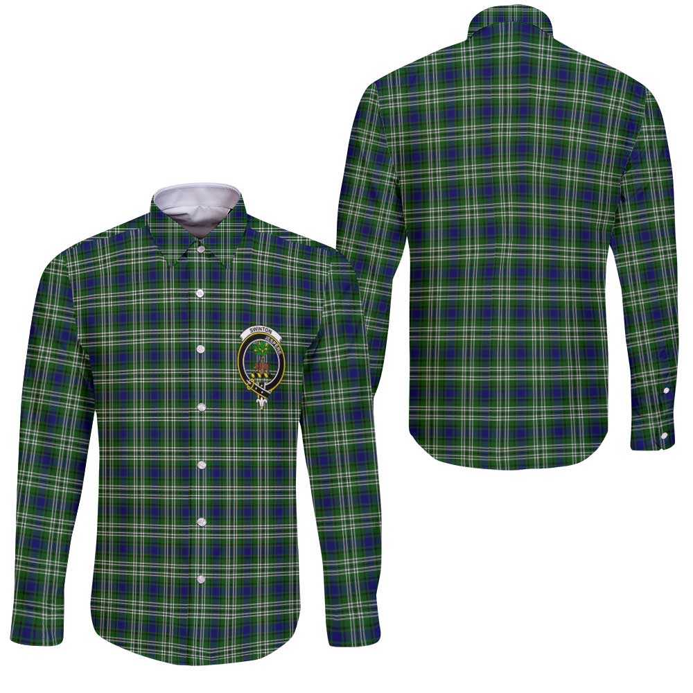 Clan Swinton Tartan Long Sleeve Button Shirt Crest And Plaid Basic Style