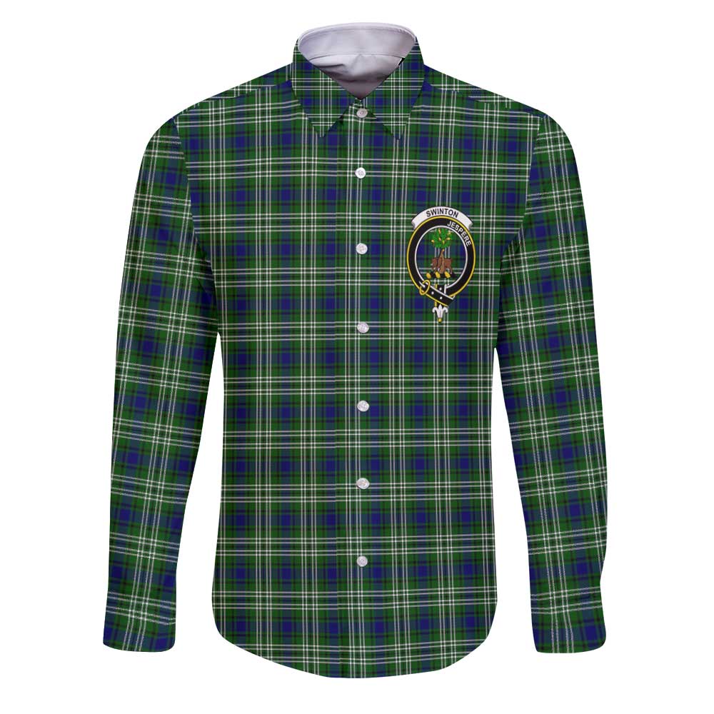 Clan Swinton Tartan Long Sleeve Button Shirt Crest And Plaid Basic Style