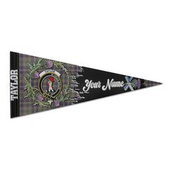 Clan Taylor Tartan Felt Pennant Crest And Plaid Basic Style