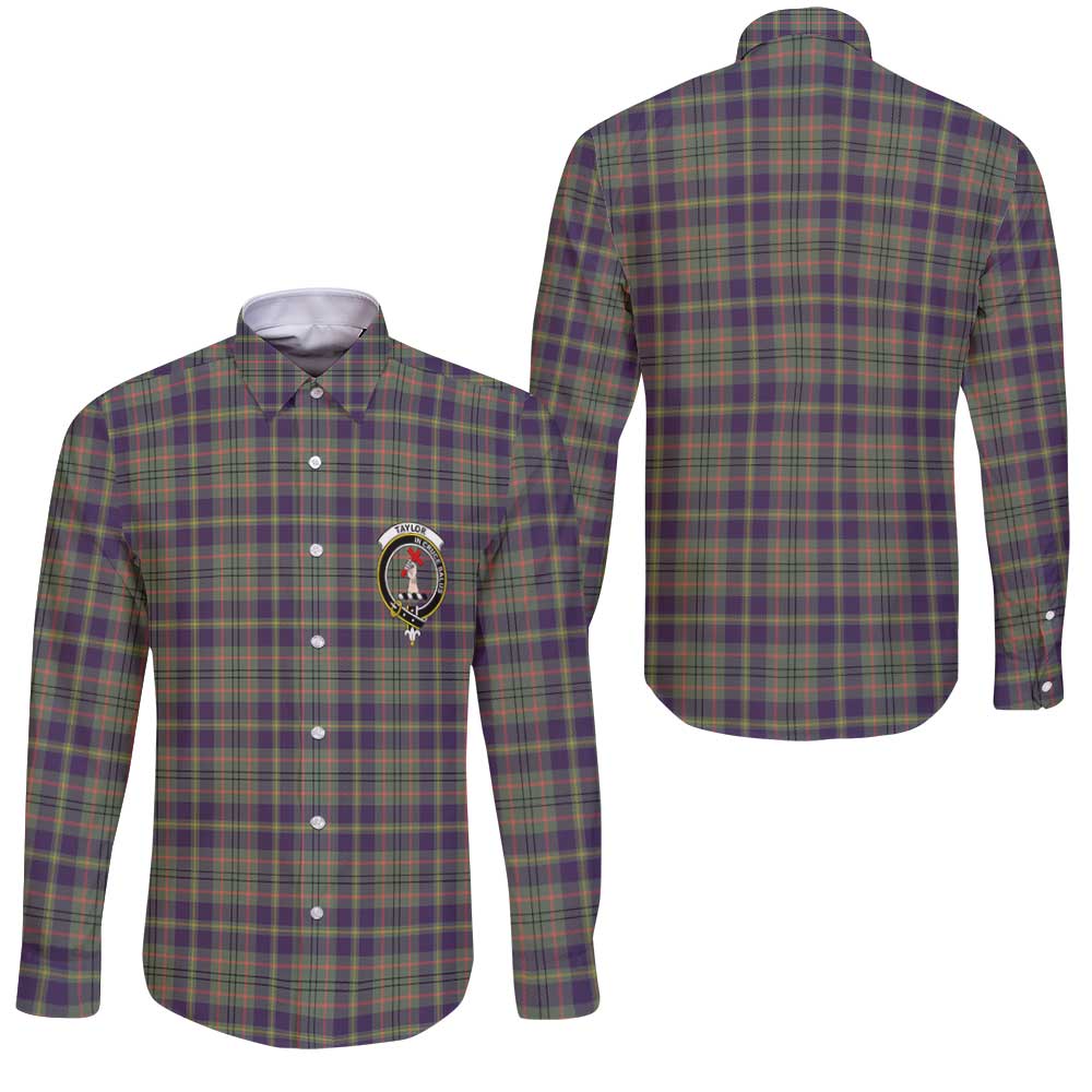 Clan Taylor Tartan Long Sleeve Button Shirt Crest And Plaid Basic Style