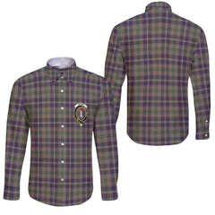 Clan Taylor Tartan Long Sleeve Button Shirt Crest And Plaid Basic Style