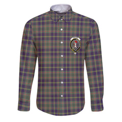 Clan Taylor Tartan Long Sleeve Button Shirt Crest And Plaid Basic Style