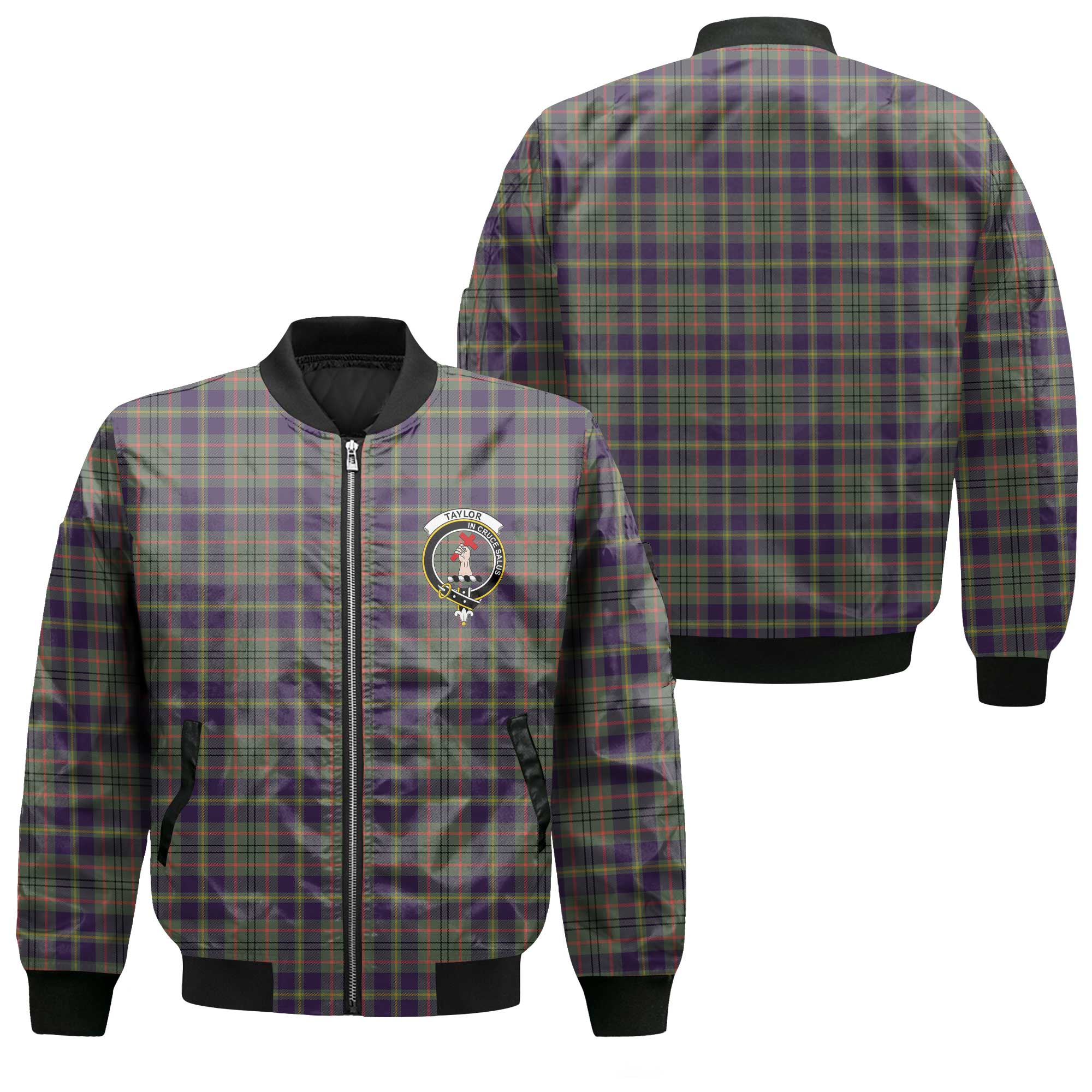 Clan Taylor Tartan Women Bomber Jacket Crest And Plaid Basic Style