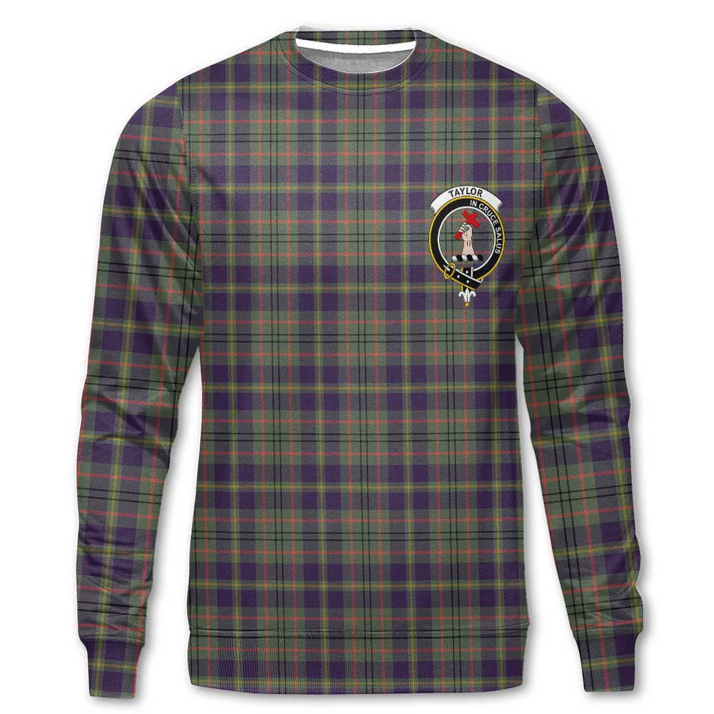 Clan Taylor Tartan Women Sweatshirt Crest And Plaid Basic Style