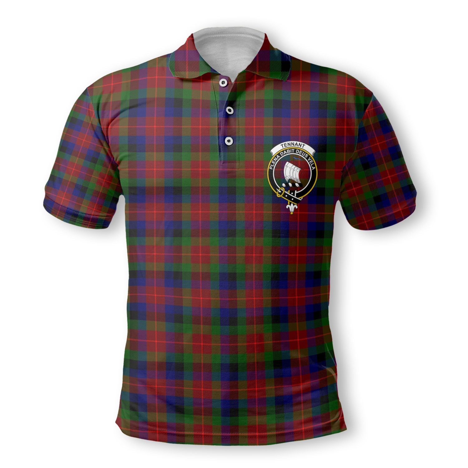 Clan Tennant Tartan Golf Men Polo Shirt Crest And Plaid Basic Style