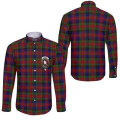 Clan Tennant Tartan Long Sleeve Button Shirt Crest And Plaid Basic Style