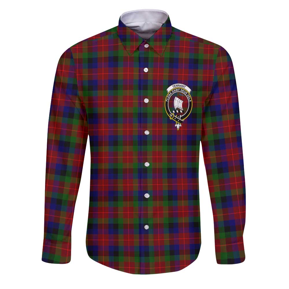 Clan Tennant Tartan Long Sleeve Button Shirt Crest And Plaid Basic Style