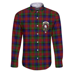 Clan Tennant Tartan Long Sleeve Button Shirt Crest And Plaid Basic Style
