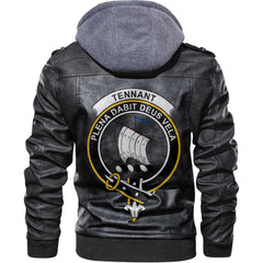 Clan Tennant Tartan Zip Leather Jacket Crest And Plaid Basic Style