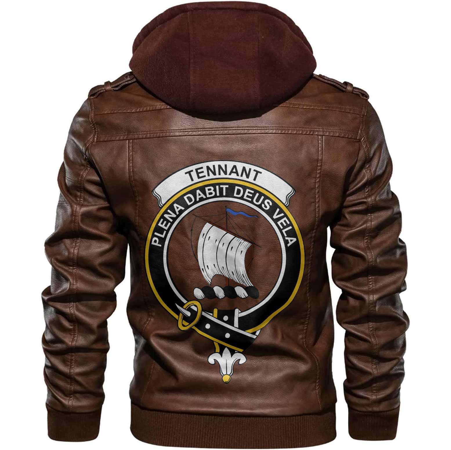 Clan Tennant Tartan Zip Leather Jacket Crest And Plaid Basic Style