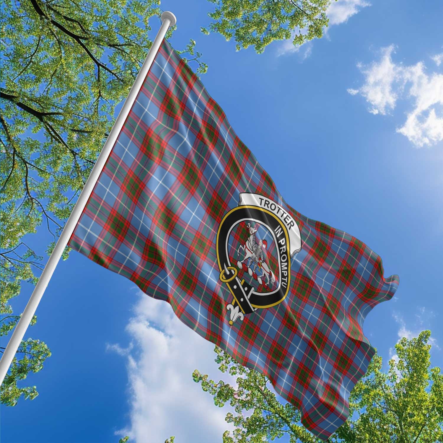 Clan Trotter Tartan Flag Crest And Plaid Basic Style