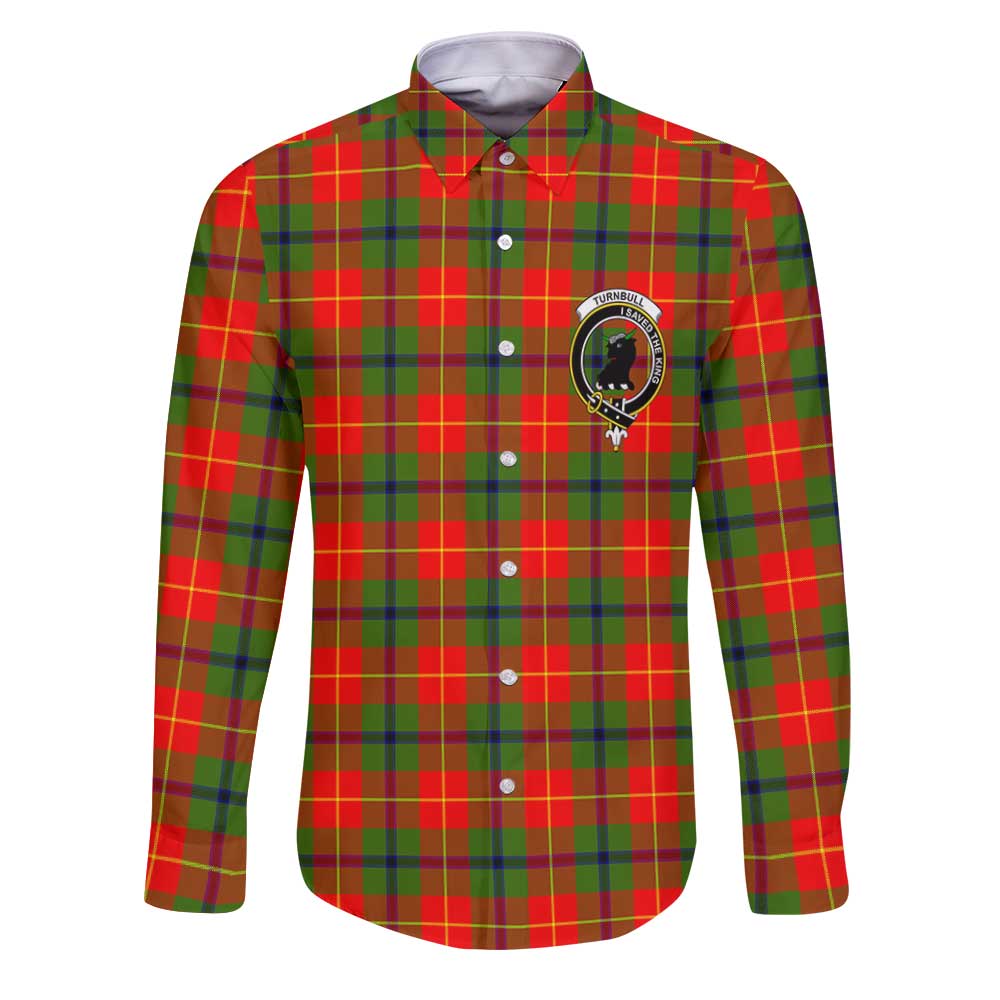 Clan Turnbull Tartan Long Sleeve Button Shirt Crest And Plaid Basic Style