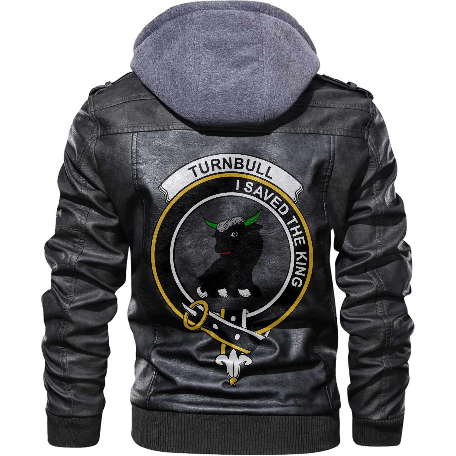 Clan Turnbull Tartan Zip Leather Jacket Crest And Plaid Basic Style