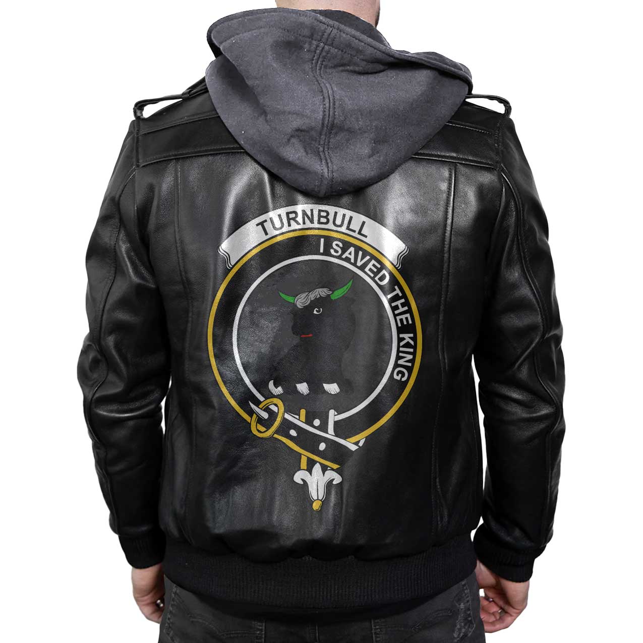 Clan Turnbull Tartan Zip Leather Jacket Crest And Plaid Basic Style