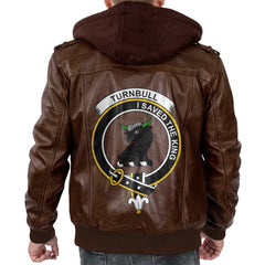 Clan Turnbull Tartan Zip Leather Jacket Crest And Plaid Basic Style