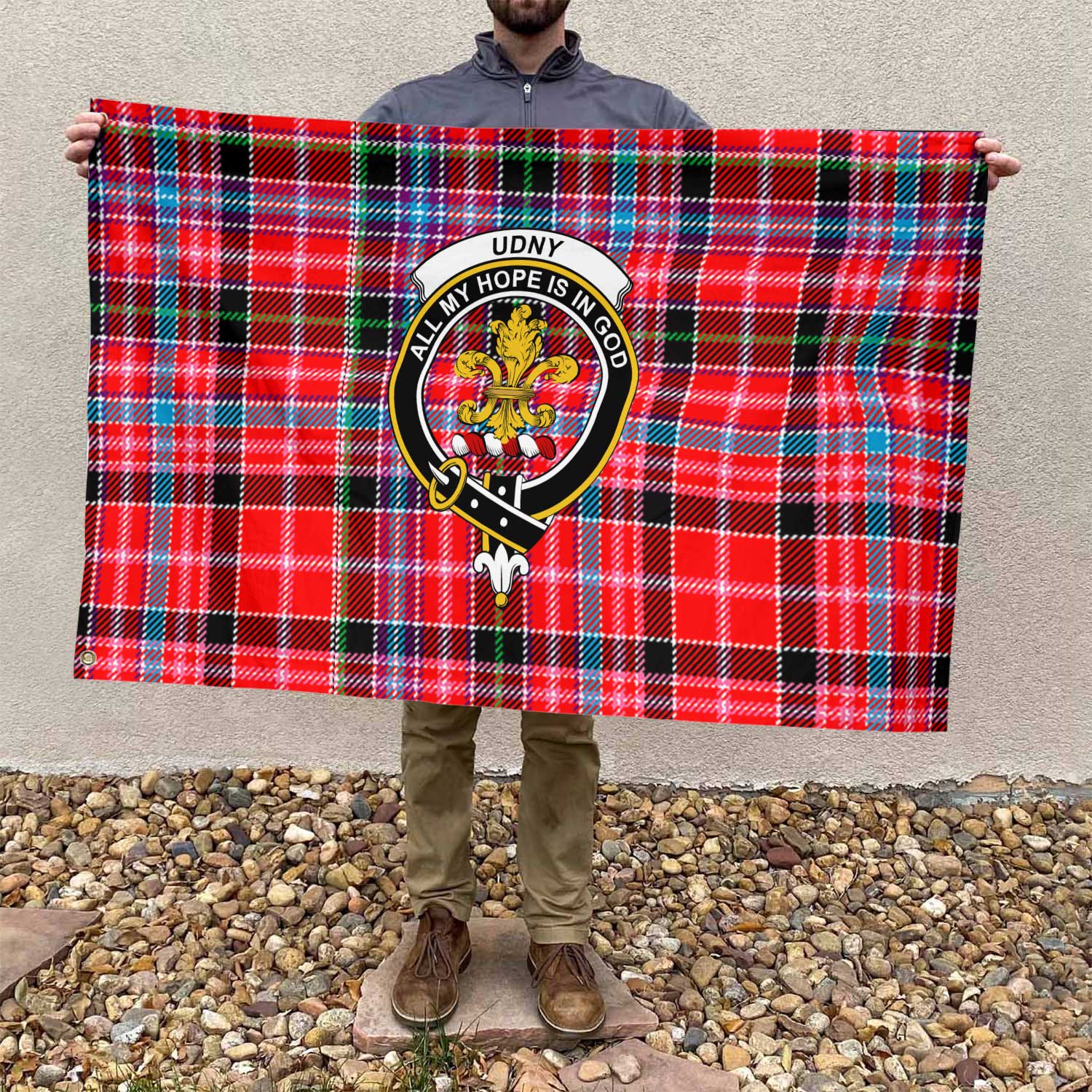 Clan Udny Tartan Flag Crest And Plaid Basic Style