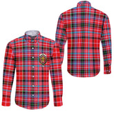 Clan Udny Tartan Long Sleeve Button Shirt Crest And Plaid Basic Style