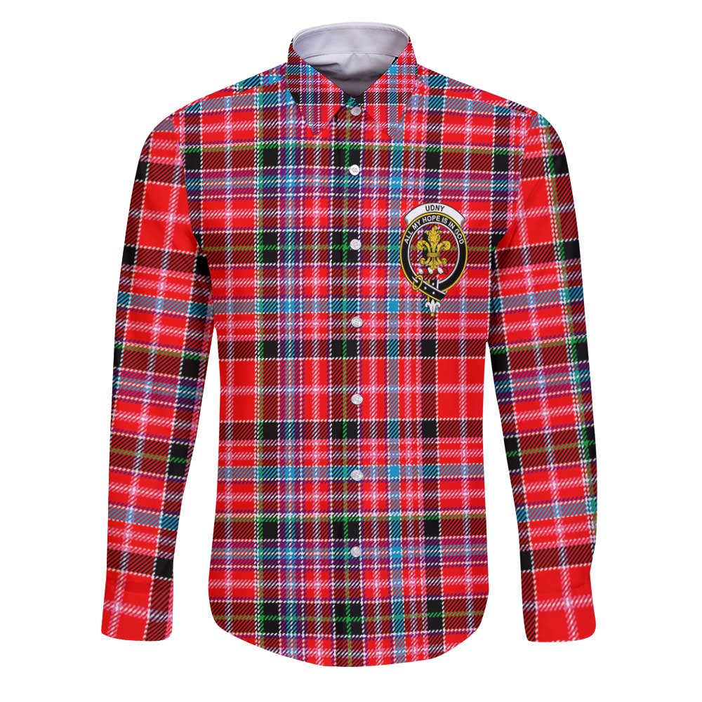 Clan Udny Tartan Long Sleeve Button Shirt Crest And Plaid Basic Style