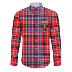 Clan Udny Tartan Long Sleeve Button Shirt Crest And Plaid Basic Style