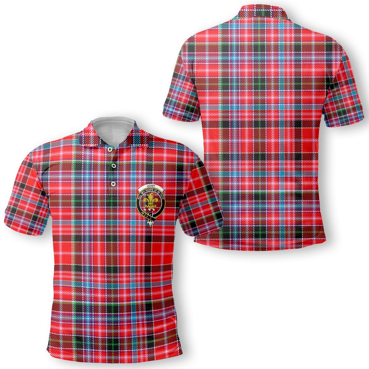 Clan Udny Tartan Men Polo Shirt Crest And Plaid Basic Style