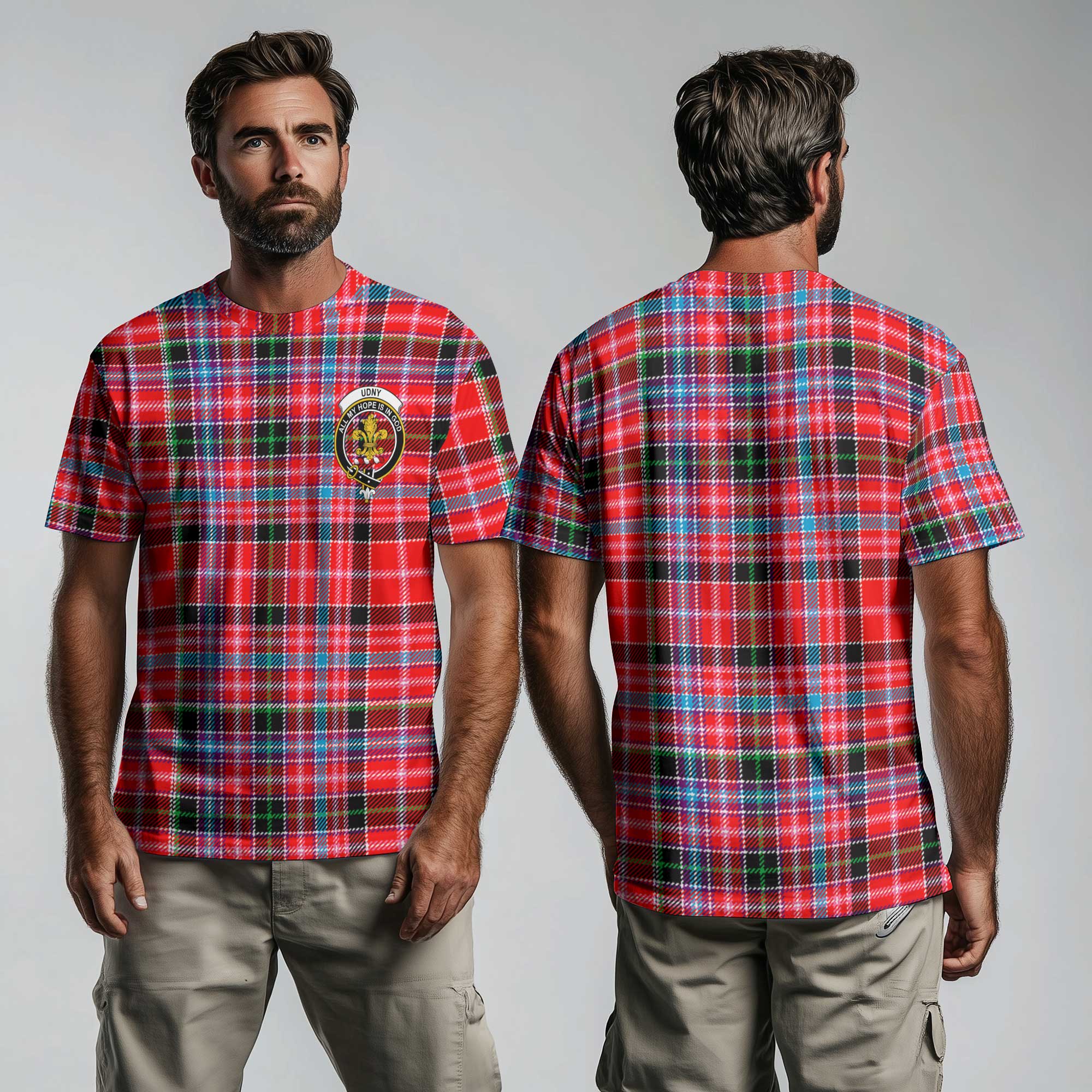 Clan Udny Tartan Men T Shirt Crest And Plaid Basic Style