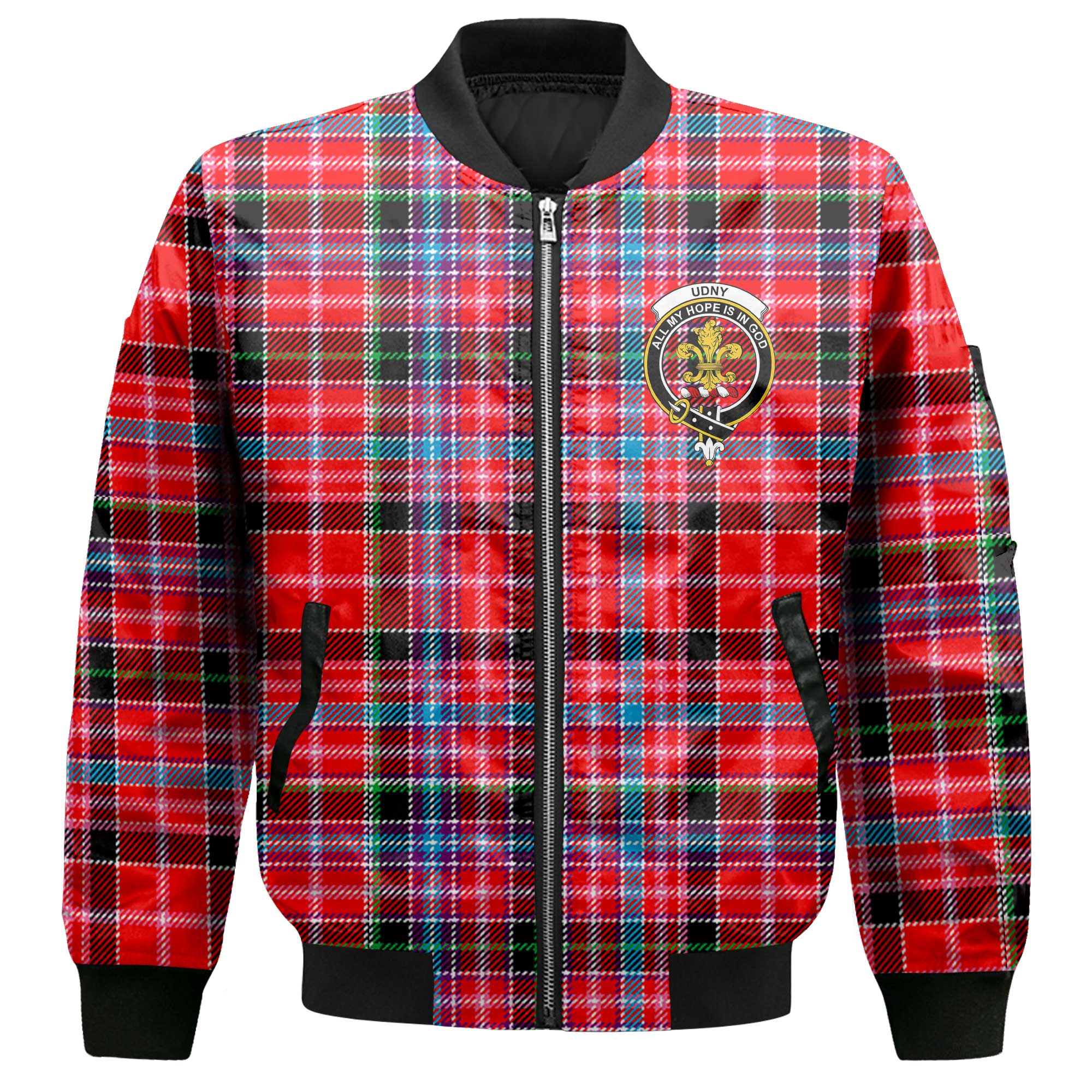 Clan Udny Tartan Women Bomber Jacket Crest And Plaid Basic Style