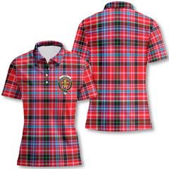 Clan Udny Tartan Women Polo Shirt Crest And Plaid Basic Style