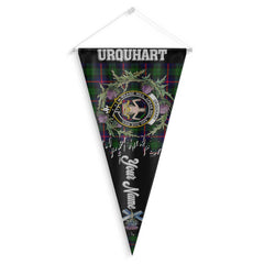 Clan Urquhart Tartan Felt Pennant Crest And Plaid Basic Style