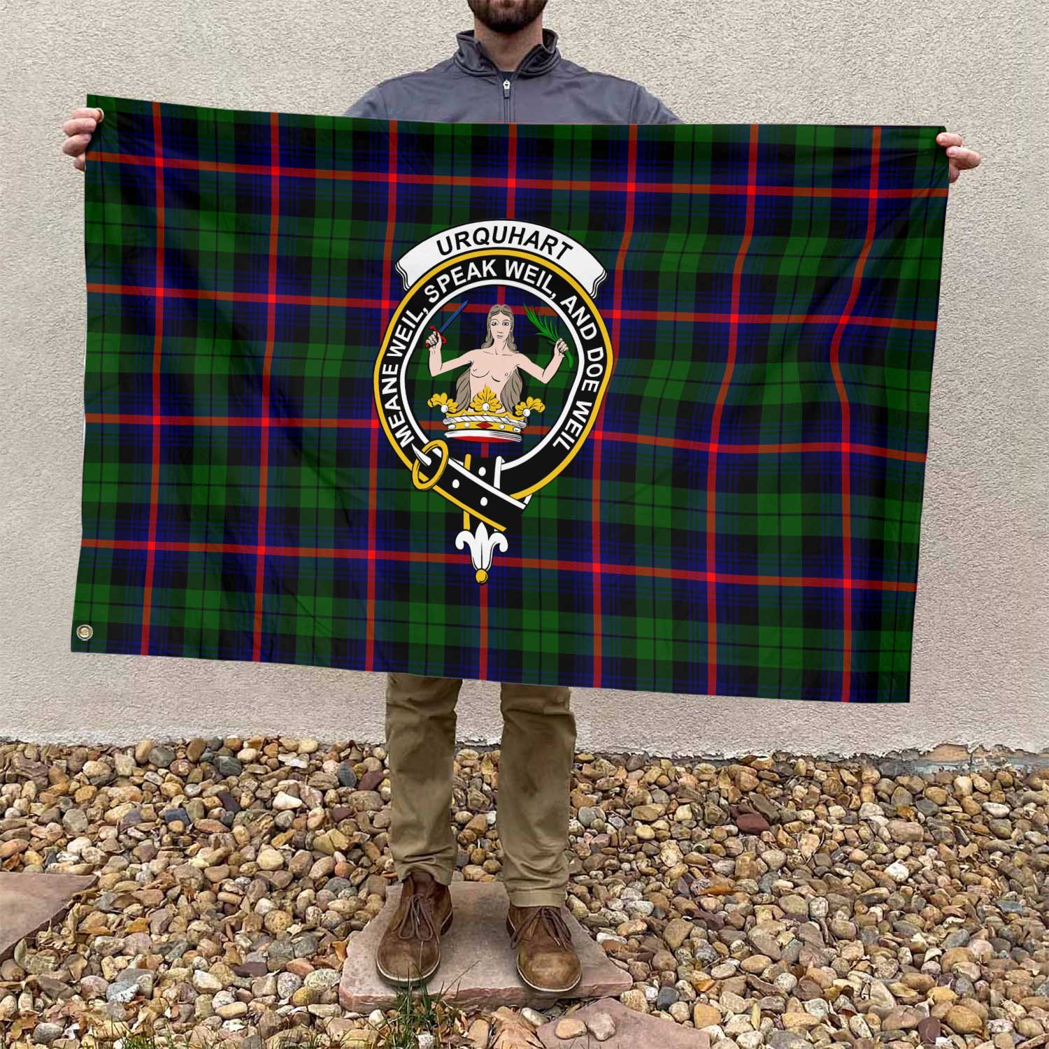 Clan Urquhart Tartan Flag Crest And Plaid Basic Style