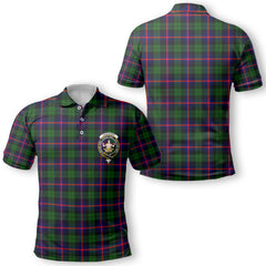Clan Urquhart Tartan Golf Men Polo Shirt Crest And Plaid Basic Style