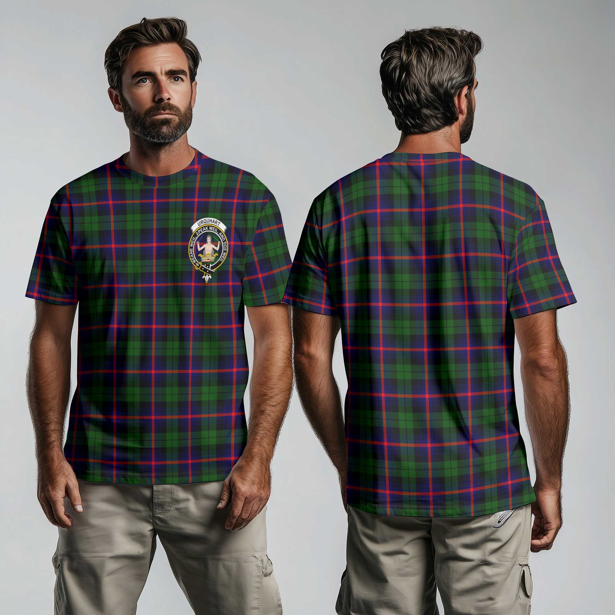 Clan Urquhart Tartan Men T Shirt Crest And Plaid Basic Style