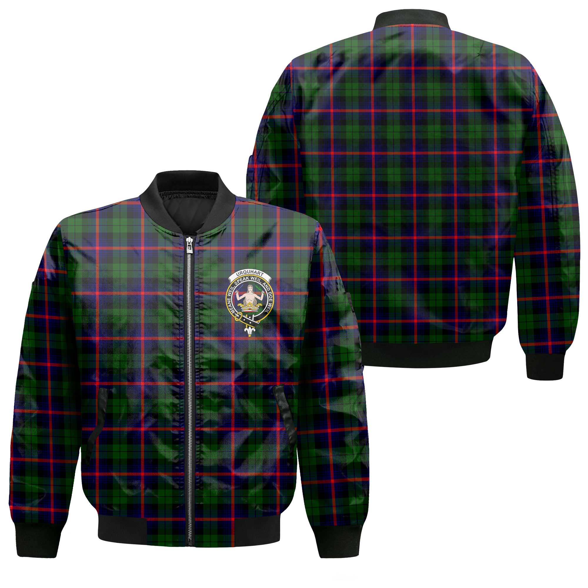 Clan Urquhart Tartan Women Bomber Jacket Crest And Plaid Basic Style