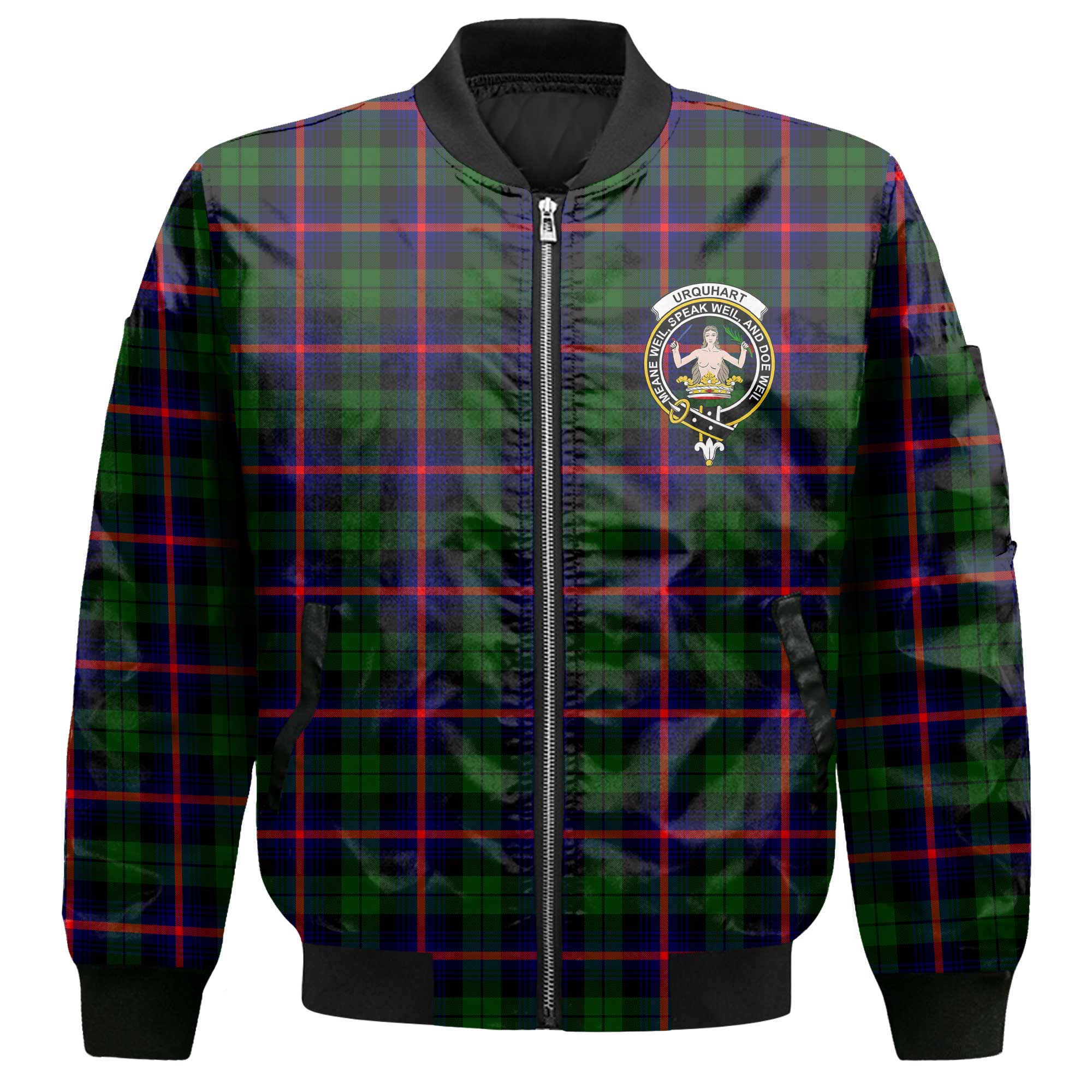 Clan Urquhart Tartan Women Bomber Jacket Crest And Plaid Basic Style