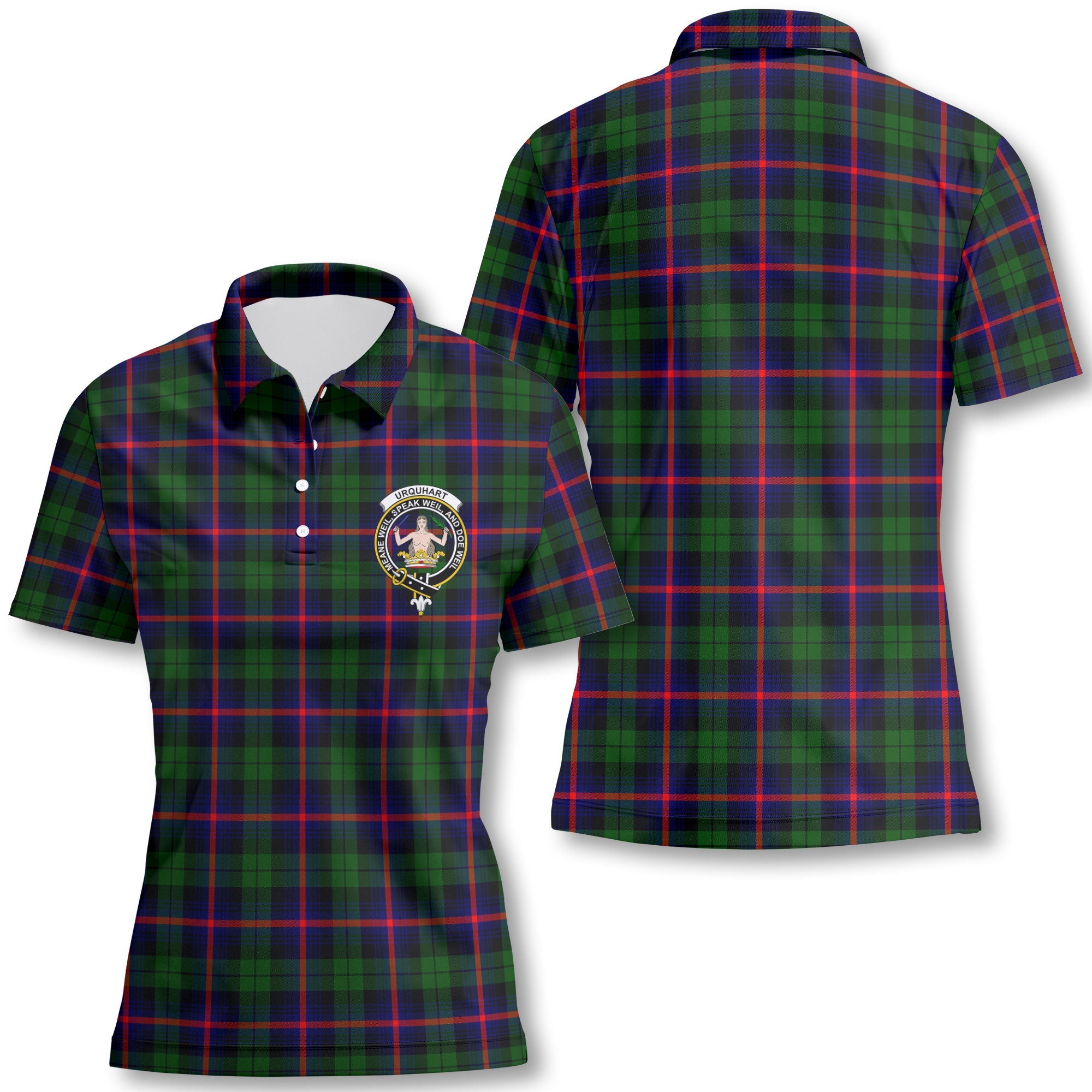 Clan Urquhart Tartan Women Polo Shirt Crest And Plaid Basic Style