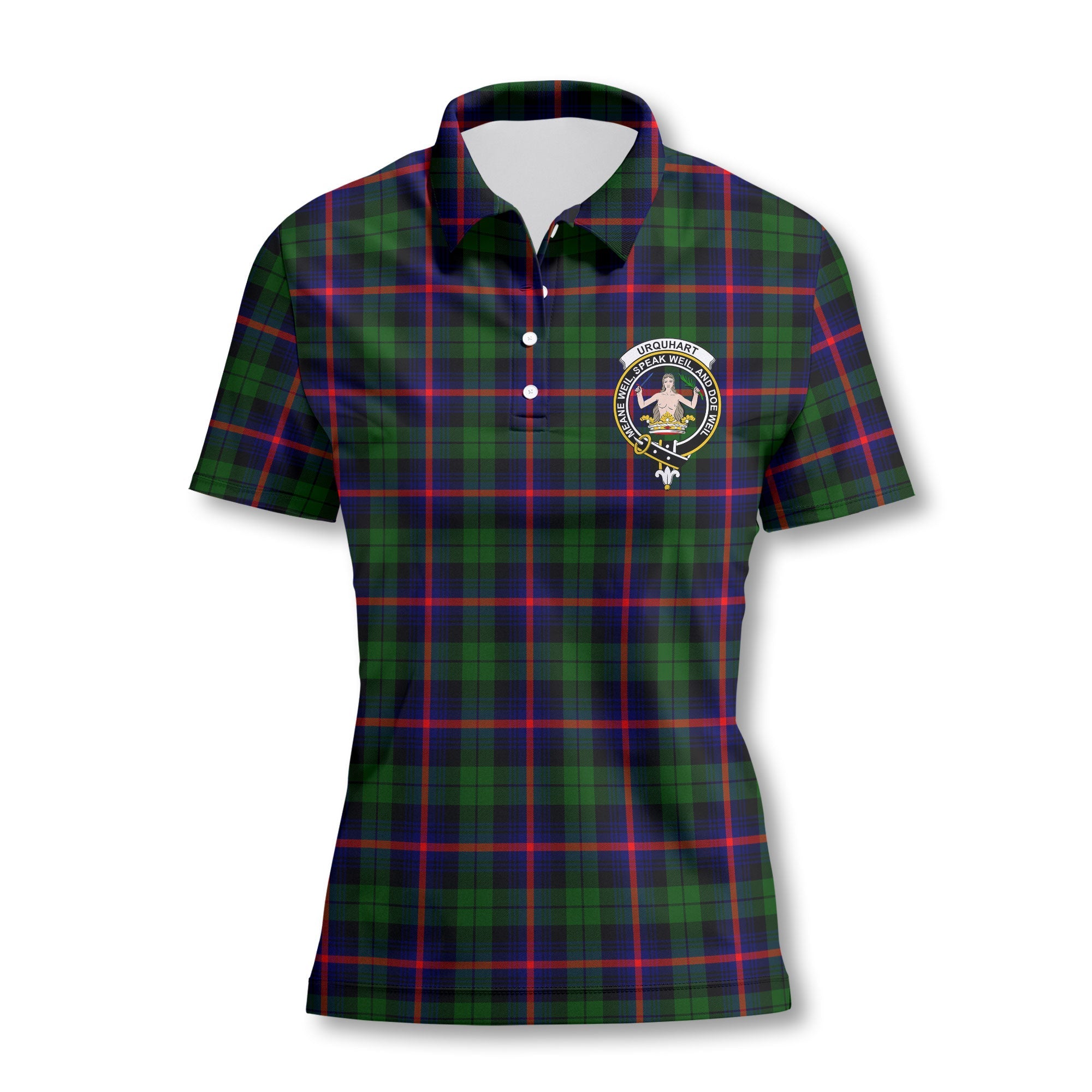 Clan Urquhart Tartan Women Polo Shirt Crest And Plaid Basic Style
