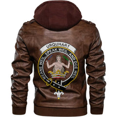 Clan Urquhart Tartan Zip Leather Jacket Crest And Plaid Basic Style